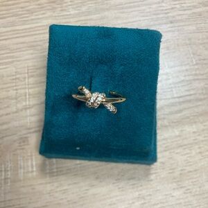 Gold Knot Accent Ring with Pavé Stones - Teal